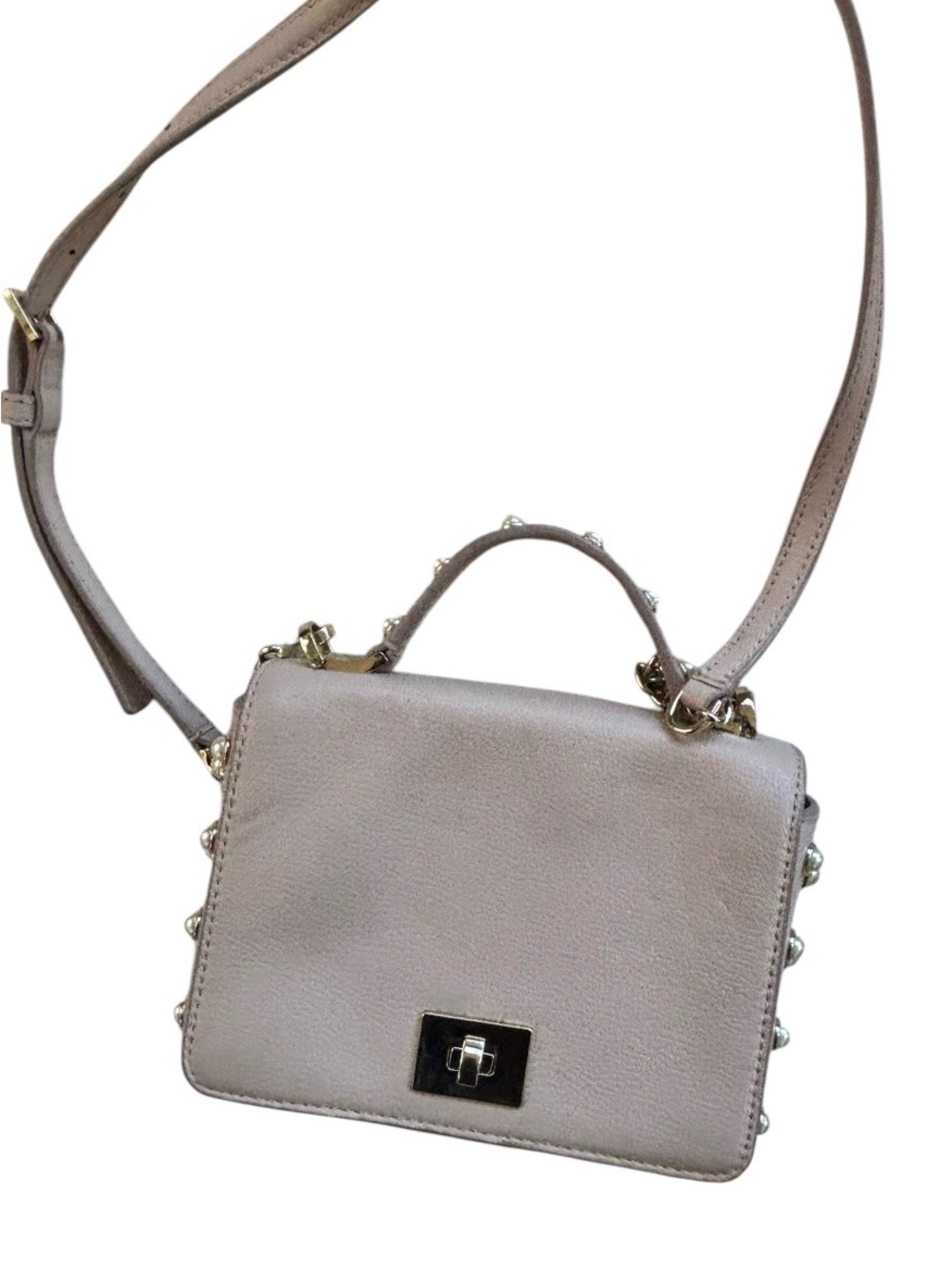 kate spade Leather Top-Handle Satchel in Light Beige with pearls - Picture 3 of 7